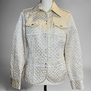 I.E. Relaxed Ivory Utility Quilted Jacket Made in Hong Kong Size M